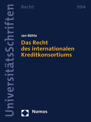 cover image of Das Recht des internationalen Kreditkonsortiums
